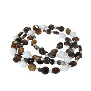 Glass Necklace Beaded 32 inch Strand Plastic Faceted Bead Jewelry Silvertone